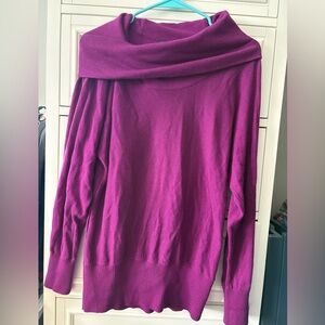 Ralph Lauren Off-Shoulder Magenta Sweater size L GUC